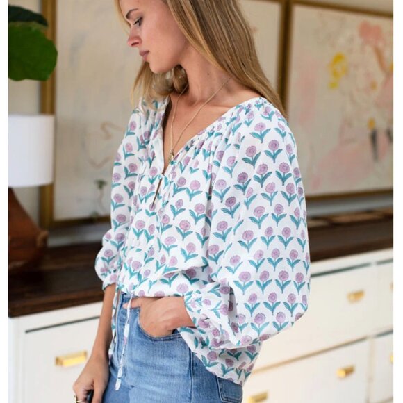 Emerson Fry India Collection Lucy Blouse in Frances Rose Size Medium - Picture 2 of 6